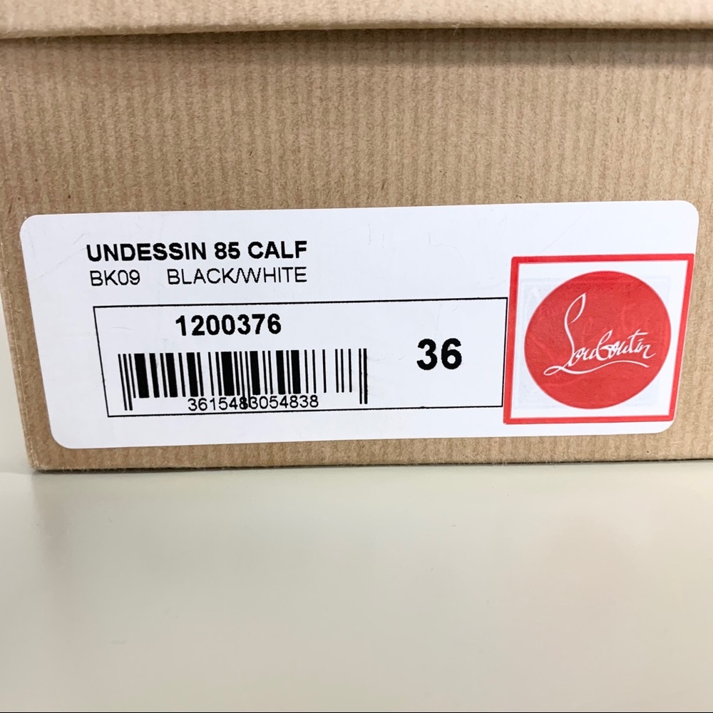 Christian Louboutin Black/White Undessin 85 Calf - Picture 7 of 8